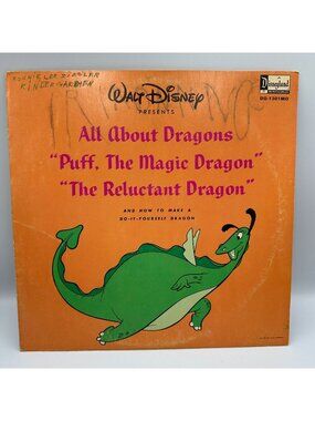 Walt Disney All About Dragons Puff The Magic Dragon 1968 Vinyl Disneyland